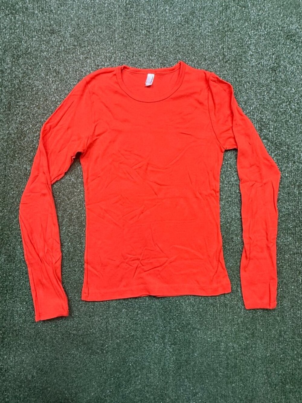 Vintage American Apparel T Shirt Womens Size L Orange Fitted Y2k Crop